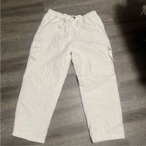Women’s White Cargo Pants with Elastic Waist